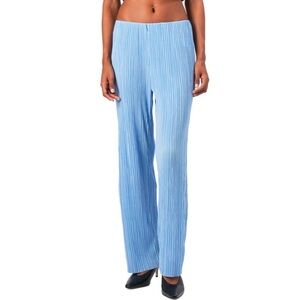 NWT XS Calvin Klein Women’s Plisse Pull On Pants Trousers Moderate Blue Pleated